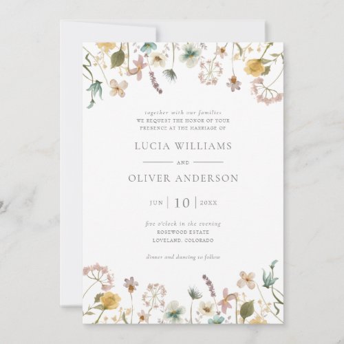 Elegant Watercolor Wildflower Floral Wedding Invitation
