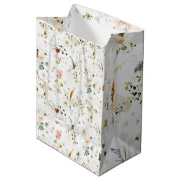 Elegant Watercolor Wildflower Garden   Medium Gift Bag