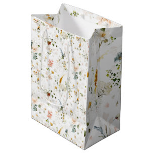 Elegant Watercolor Wildflower Garden   Medium Gift Bag