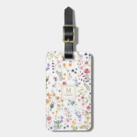 Elegant Watercolor Wildflower Garden Monogram