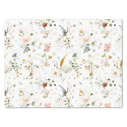 Elegant Watercolor Wildflower Garden  Tissue Paper