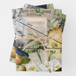 Elegant Watercolor Wildflower Garden Vintage Wrapping Paper Sheets