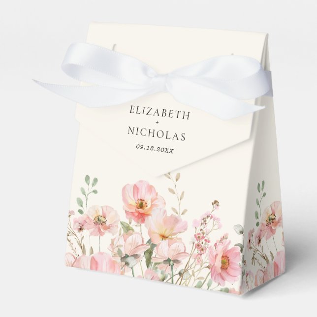 Elegant Watercolor Wildflower Garden Wedding Favor Boxes (Front Side)