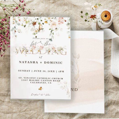 Elegant Watercolor Wildflower Garden Wedding Invitation