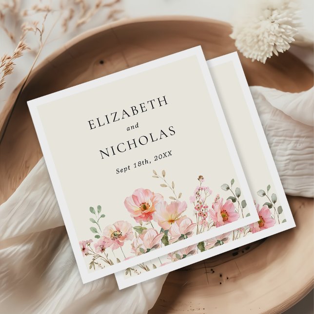 Elegant Watercolor Wildflower Garden Wedding Napkins (Creator Uploaded)