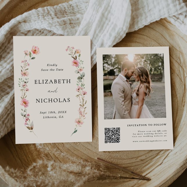 Elegant Watercolor Wildflower Garden Wedding Save The Date (Creator Uploaded)