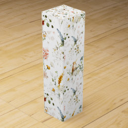 Elegant Watercolor Wildflower Garden  Wine Box