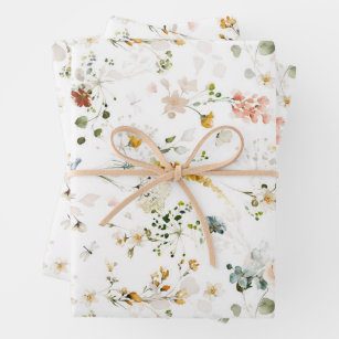 Elegant Watercolor Wildflower Garden    Wrapping Paper Sheets