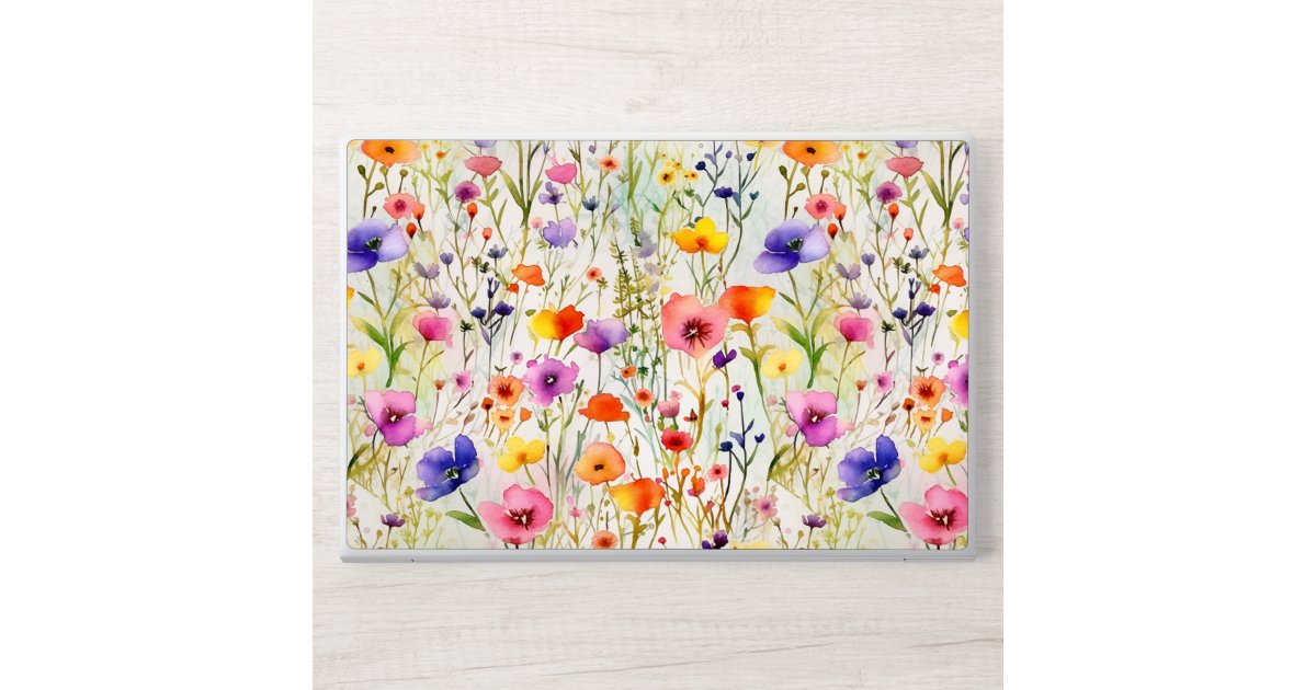 Elegant watercolor wildflower pattern HP laptop skin | Zazzle