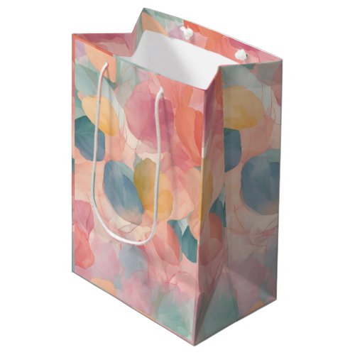 Elegant Watercolor Wildflower Petal Wrapping Paper Medium Gift Bag
