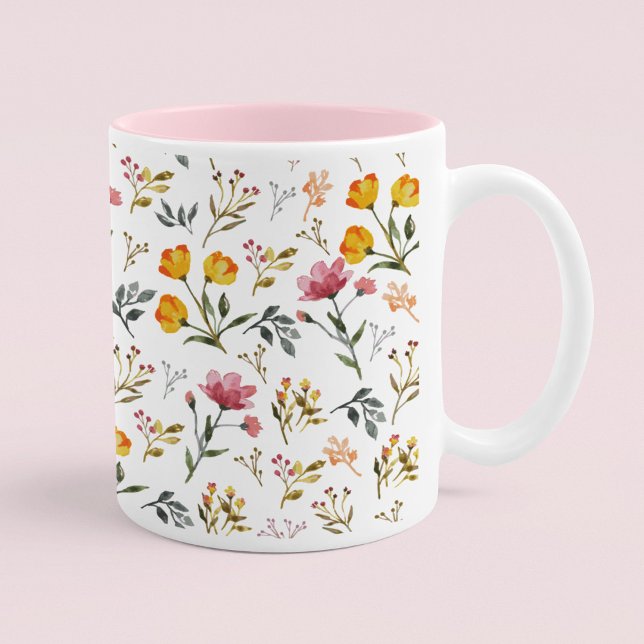 Elegant Watercolor Wildflower Pink Coffee Mug (Creator Uploaded)