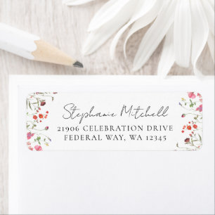 Elegant Watercolor Wildflower Return Address Label
