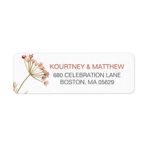 Elegant Watercolor Wildflower Return Address Label