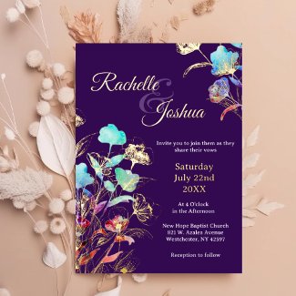 Elegant Watercolor Wildflower Script Wedding