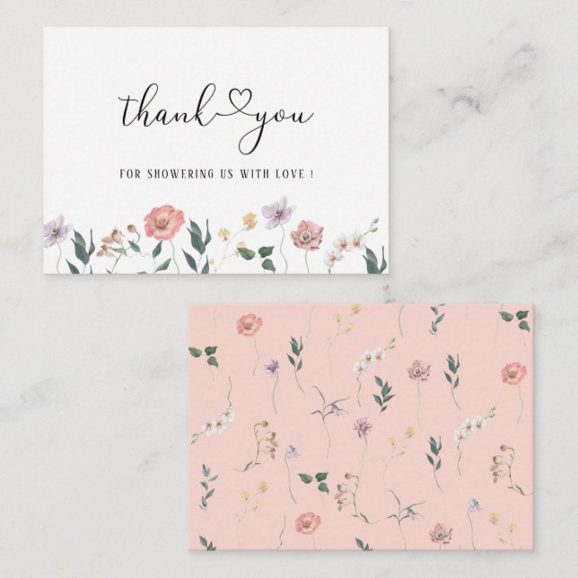  Elegant Watercolor  Wildflower Spring Boho Rustic Note Card (Front/Back)
