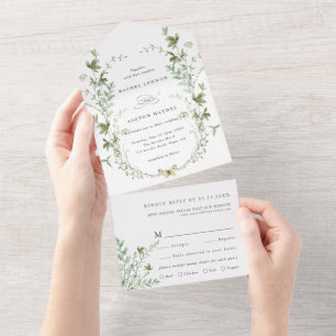 Elegant Watercolor Wildflower Wedding All In One Invitation