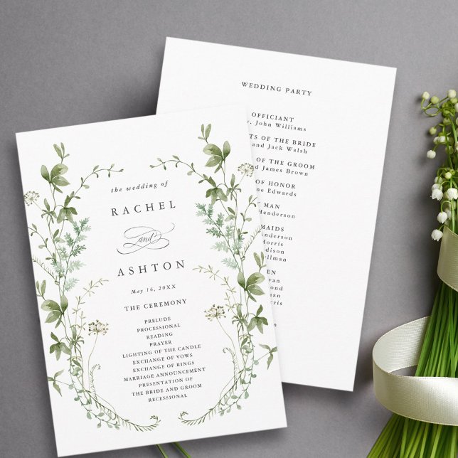 Elegant Watercolor Wildflower Wedding Ceremony Program (Creator Uploaded)