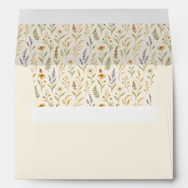 Elegant Watercolor Wildflower Wedding Envelope (Back (Bottom))