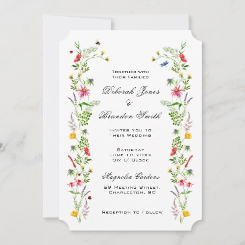Elegant watercolor wildflower Wedding Invitation