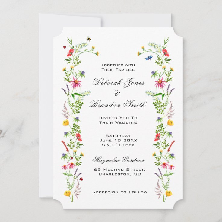 Elegant Watercolor Wildflower Wedding Invitation Zazzle