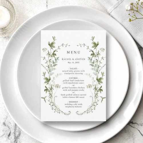 Elegant Watercolor Wildflower Wedding Menu