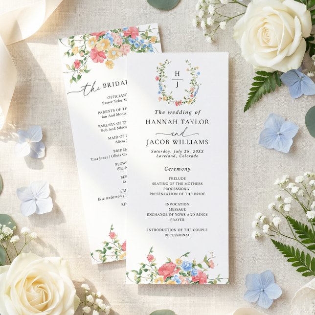 Elegant Watercolor Wildflower Wedding Program (Creator Uploaded)