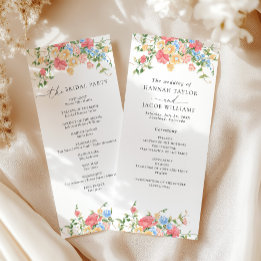 Elegant Watercolor Wildflower Wedding Program