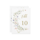 Elegant Watercolor Wildflower Wedding Table Number