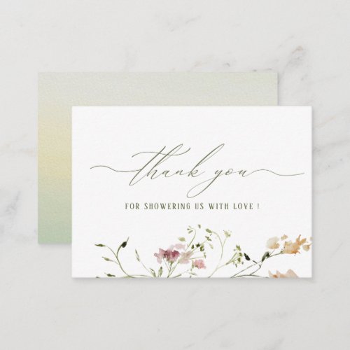 Elegant Watercolor Wildflowers Baby Flat Note Card