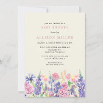 Elegant Watercolor Wildflowers Baby Shower Invitation