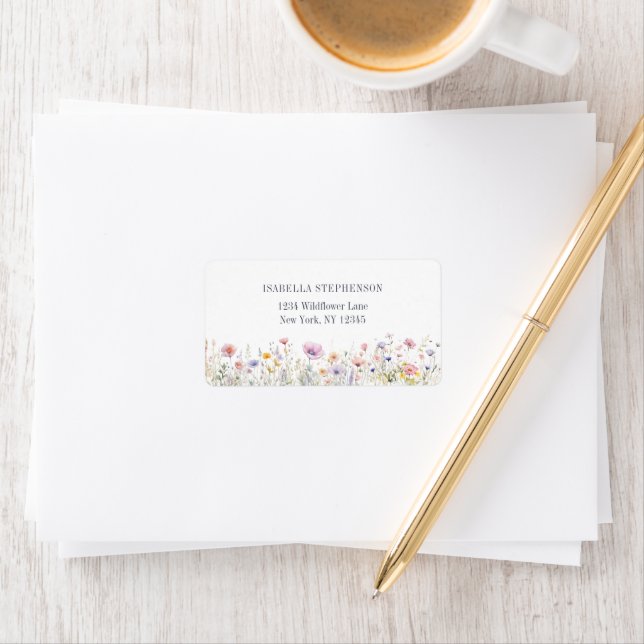 Elegant Watercolor Wildflowers Border Label (Insitu)