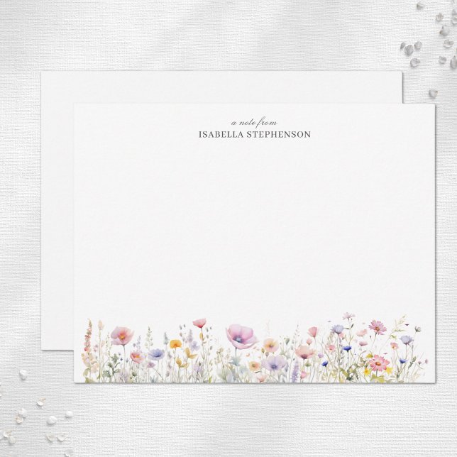 Elegant Watercolor Wildflowers Floral Note Card (Creator Uploaded)