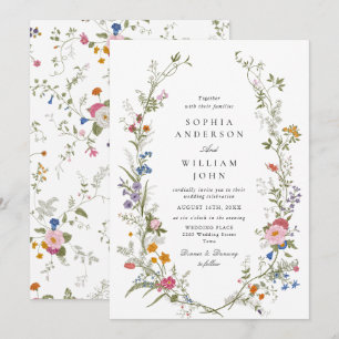 Elegant Watercolor Wildflowers Floral Wedding Invitation