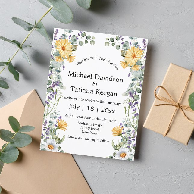 elegant watercolor wildflowers greenery wedding  invitation (Creator Uploaded)