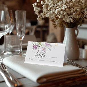 Elegant watercolor wildflowers place cards