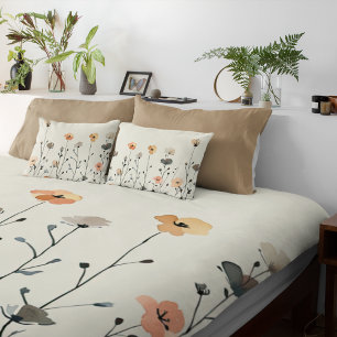 Elegant Watercolor Wildflowers Rustic Floral Duvet Cover
