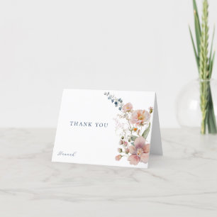 Elegant Watercolor Wildflowers Thank You Card
