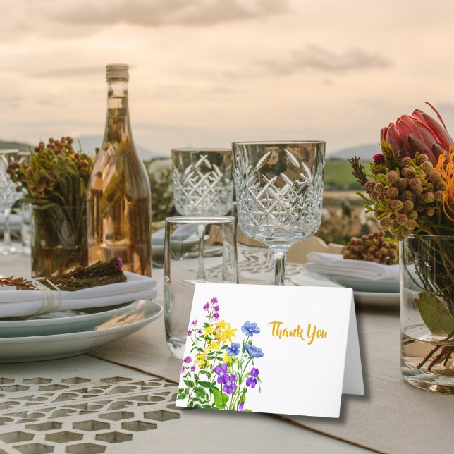 Elegant Watercolor Wildflowers Thank You  Card (Creator Uploaded)