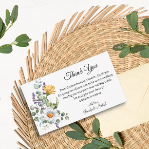 elegant watercolor wildflowers thank you wedding  note card