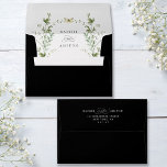 Elegant Watercolor Wildflowers Wedding Black Envelope<br><div class="desc">This elegant wedding envelope features beautifully hand-painted watercolor wildflowers arranged in a wreath and accented with a butterfly,  and pre-printed return address on the back. For more advanced customization of this design,  please click the DESIGN TOOL BUTTON above!  Matching items are also available.</div>