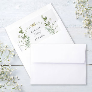 Elegant Watercolor Wildflowers Wedding Envelope Liner