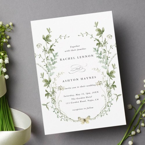 Elegant Watercolor Wildflowers Wedding Invitation
