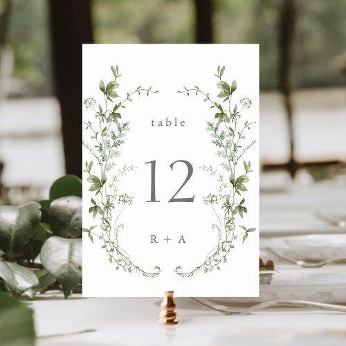 Elegant Watercolor Wildflowers Wedding Table Number