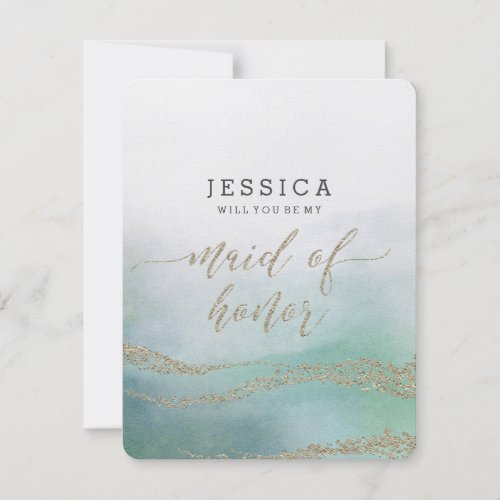 Elegant Watercolor Will You Be My Maid of Honor Invitation