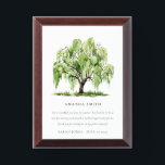 Elegant Watercolor Willow Tree Botanical Gift Award Plaque<br><div class="desc">If you need any further customisation please feel free to message me on yellowfebstudio@gmail.com.</div>