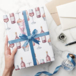 Elegant Watercolor Wine Bottles Rosé Pink  Wrapping Paper<br><div class="desc">This gorgeous minimalist wrapping paper features a pattern of pink watercolor wine bottles and wine glasses. It is the perfect whimsical gift wrap for wine lovers,  Christmas and bridal showers.</div>