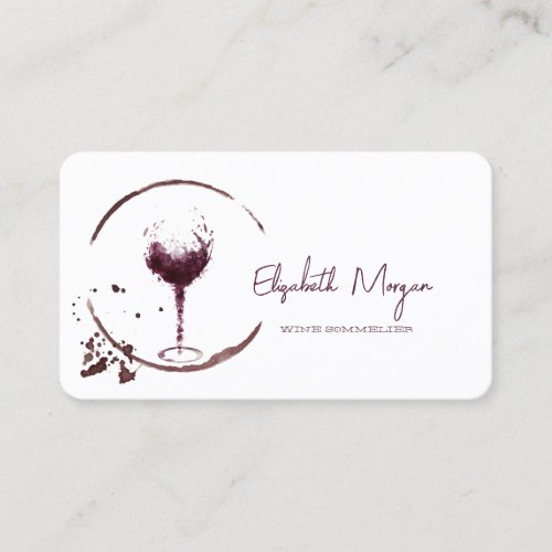 Elegant Watercolor Wine Stain Wine Glass  Business Card