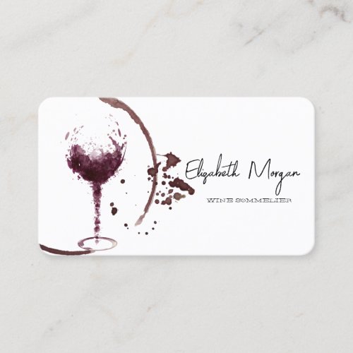 Elegant Watercolor Wine Stain Wine Glass  Business Card