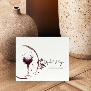 Elegant Watercolor Wine Stain Wine Glass  Business Card