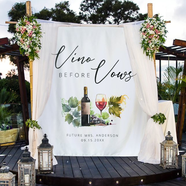 Elegant Watercolor Wine Themed Bridal Shower Tapestry (Creator Uploaded)